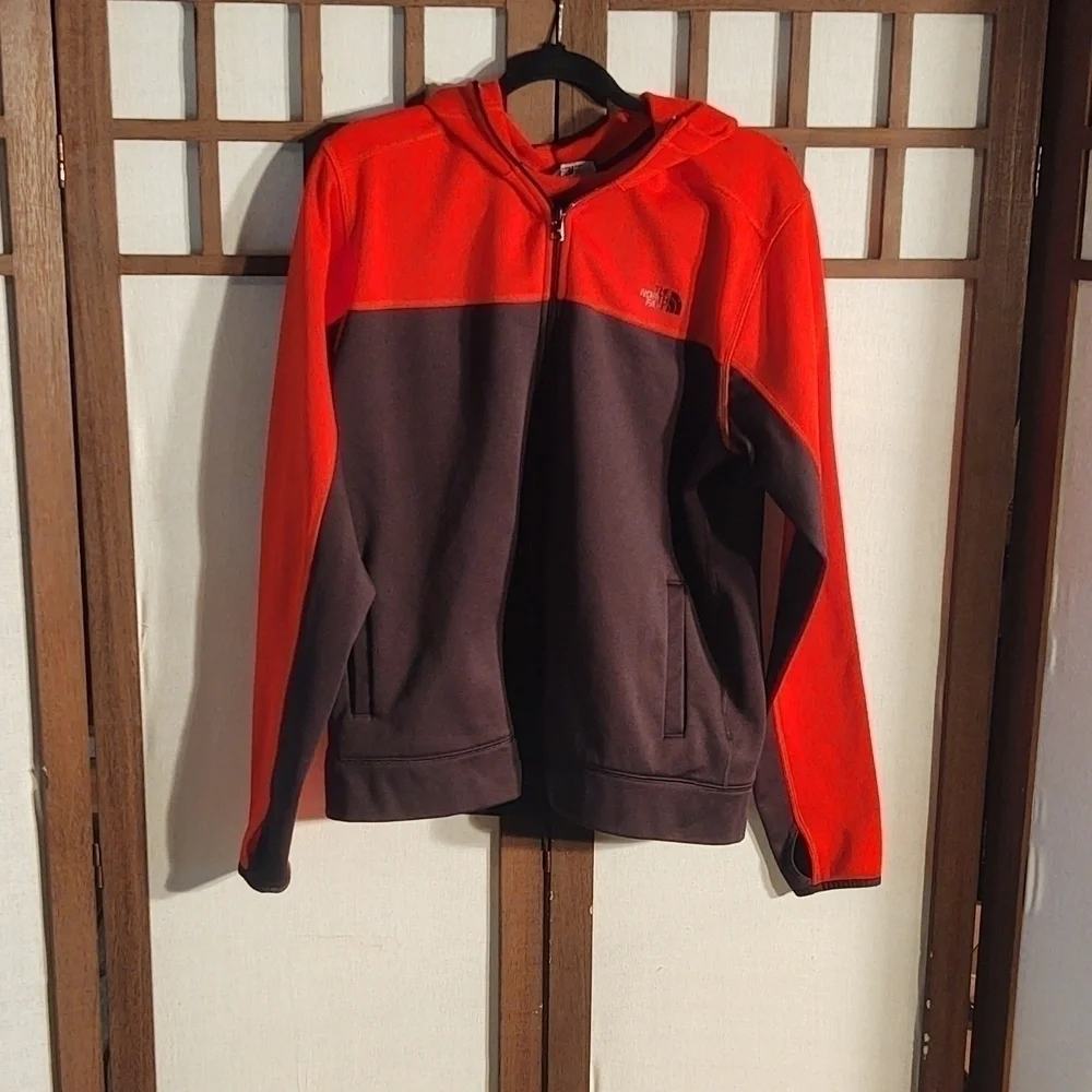 The North Face Black and Red Hooded Track Jacket Sz M